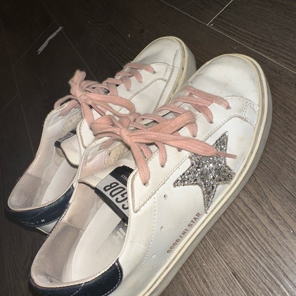 Golden Goose Shoes - Authentic Golden Goose White Sneakers with Pink Laces and Glitter Star